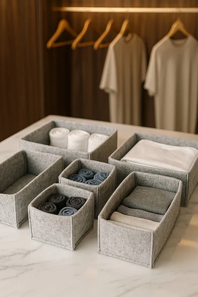 Keçe Çekmece ve Dolap Düzenleyici Organizer Seti 6 Parça  Gri Çok Amaçlı Düzenleyici Kutular ürün görseli 1