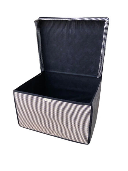 Mega Çok Amaçlı Saklama Kutusu Kutu Hurç Organizer Oyuncak Kutusu Hurç Çizgi Desen 40x60x30 - Resim 4