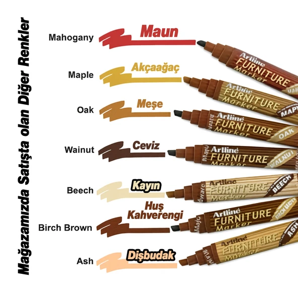 Kayın Renk Mobilya Rötuş Kalemi Ahşap Masa Sehpa Dolap Kalemi Parke Çizik Giderici Çatlak Kapatıcı - Resim 5