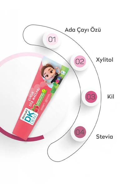 DKDENT Ahududu Aromalı Çocuk Diş Macunu (Florürsüz - Vegan) 50 ml - Resim 2