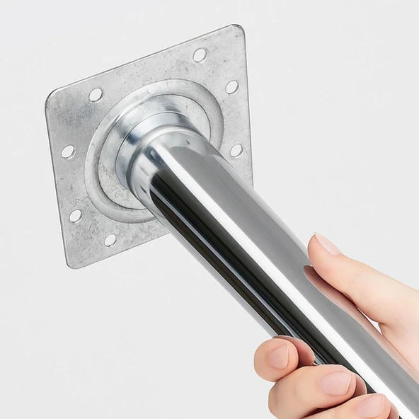 Krom Gümüş 4 ADET Metal Sehpa Masa Ayağı 41 cm Oynar Taban Dayanıklı Mobilya Destek Yükseltici Ayak - Resim 3