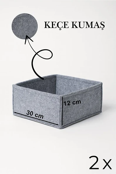 Keçe Çekmece ve Dolap Düzenleyici Organizer Seti 6 Parça  Gri Çok Amaçlı Düzenleyici Kutular - Resim 6