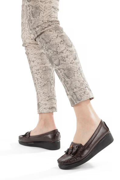 Artı-Artı001-7475-501-PSK  Hakiki Deri Günlük Ortopedik  Kadın Bağsız Kahverengi Roc Ayakkabı - Resim 3