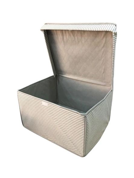 Mega Çok Amaçlı Saklama Kutusu Kutu Hurç Organizer Oyuncak Kutusu Hurç Çizgi Desen 40x60x30 - Resim 2