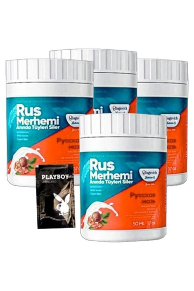 STİL KÖŞESİ Playboy Turquoise 4'lü Birden Ceviz & Ceviz Sütü Rus Merhemi 50 ml Tüy Dökücü Krem + 1 Armağan Jel ürün görseli 1