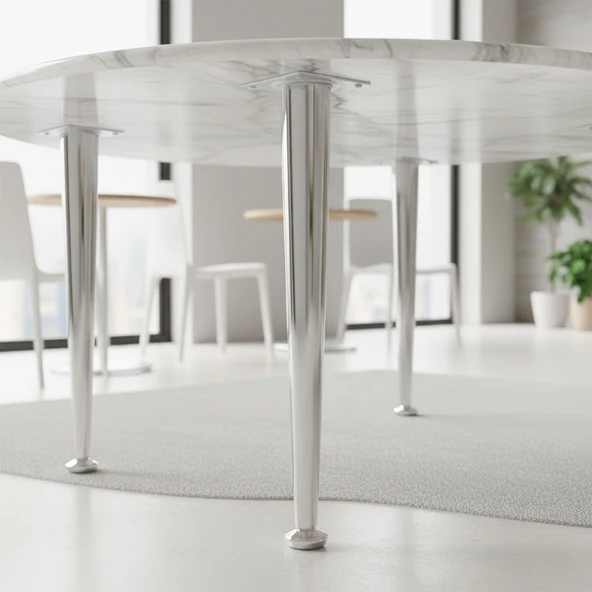 Krom Gümüş 4 ADET Metal Sehpa Masa Ayağı 41 cm Oynar Taban Dayanıklı Mobilya Destek Yükseltici Ayak - Resim 6