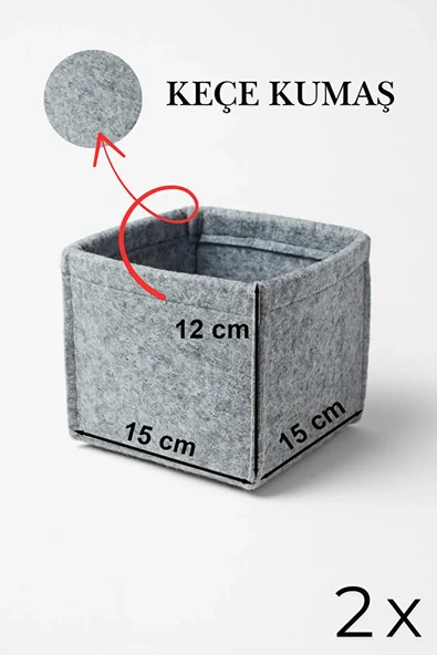 Keçe Çekmece ve Dolap Düzenleyici Organizer Seti 6 Parça  Gri Çok Amaçlı Düzenleyici Kutular - Resim 8