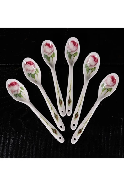 Roy Kirkham Redoute Roses Serisi 6 Adet Çiçek Desenli Zarif İngiliz Kemik Porselen Kaşık Seti - Resim 5