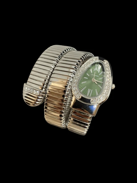 ⌚Şık Tasarımlı, Taşlı Yılan Stili Bilek Saati — Lüksün ve Zarafetin Simgesi ürün görseli 1