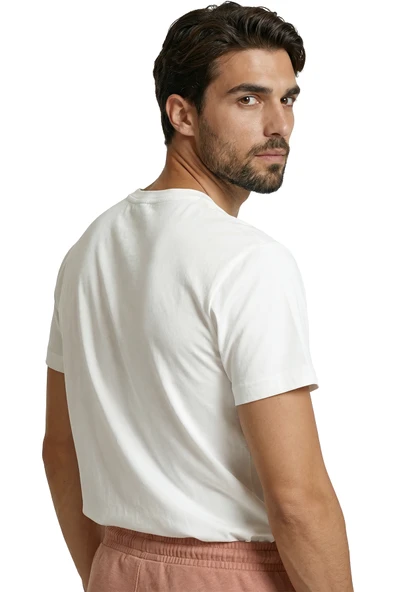 Kokteyl ve Portakal Dilimi Baskılı Premium Erkek Tişört - Resim 3