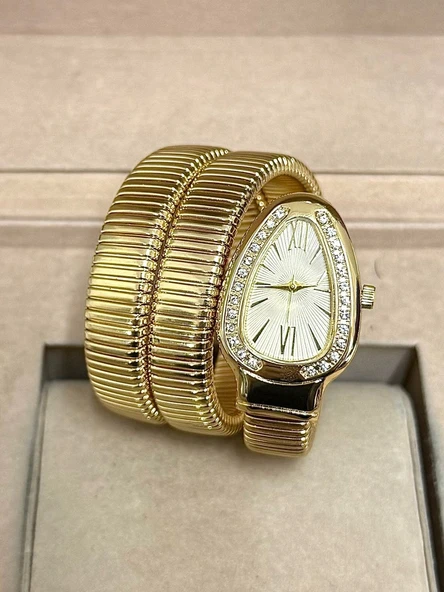 ⌚ Yılan Stili Altın Renk Kadın Bilek Saati — Lüksün ve Eşsiz Tasarımın Simgesi ürün görseli 1