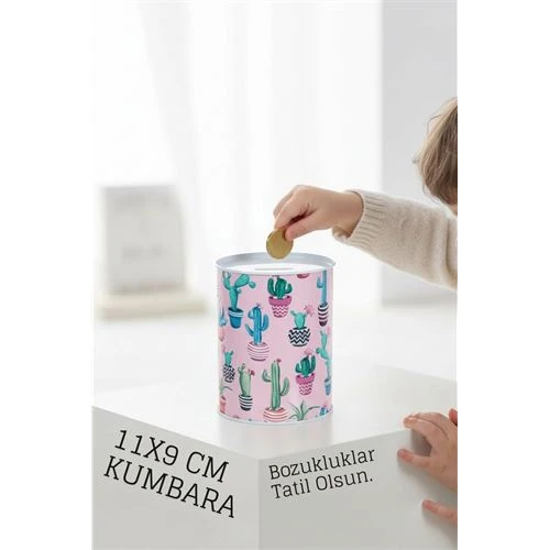 Desenli Metal Kumbara | 11x9 cm - Tasarruf ve Dekorasyon Bir Arada ürün görseli 1