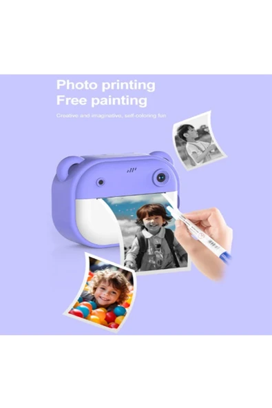 Dijital Video Kayıt Fotoğraf Çocuk Kamerası Anlık Termal Resim Kağıt Baskılı - Resim 2