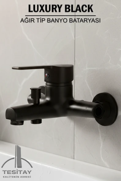 Siyah Banyo Bataryası Delta Model Lüks Ağır Tip Duş Musluğu Musluk Armatür ürün görseli 1