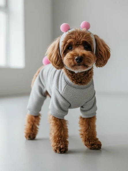 Ponpon Şeker Köpek Tulumu & Bere Takımı | Şardonlu Polar Kumaş | Küçük Irk Köpekler İçin | Tüy Dökülmesini Azaltır ürün görseli 1