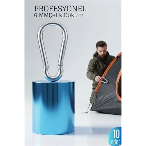 Çelik Yan Açılır 10 LU Karabina - 6 mm Kamp, Tırmanış ve Günlük Kullanım İçin Güvenli Kilit ürün görseli 1