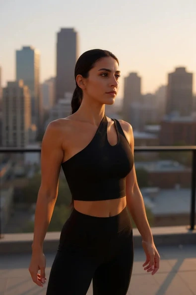 Kadın Siyah Tek Omuz Cut Out Detaylı Crop Top Bluz - Şık, Rahat ve Kolay Kombinlenebilir ürün görseli 1