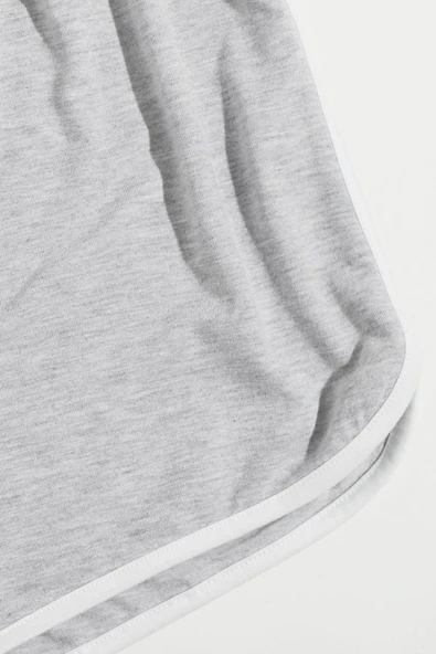 Kadın Gri Askılı Crop Top ve Şortlu Gecelik Takım - Resim 5