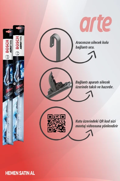 Toyota Verso 2021–2026 Uyumlu | Bosch Aerotwin Serisi Ön Silecek Takımı | 2'li Set | - Resim 2