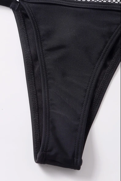 Kadın Siyah File Detaylı Iç Çamaşır Takımı - Modern, Konforlu ve Günlük Kombinlere Uygun - Resim 7