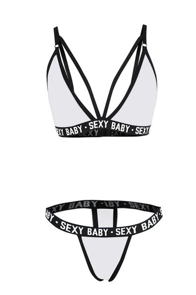 Kadın Beyaz Yazı Detaylı Ipli Sütyen Takımı - Modern, Konforlu ve Günlük Kombinlere Uygun - Resim 5