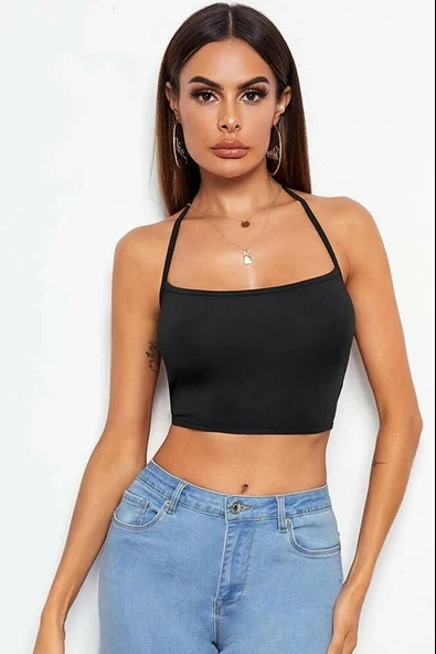 Kadın Siyah Belden Bağlamalı Şık Büstiyer - Modern ve Şık Tasarım ürün görseli 1