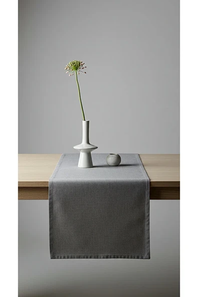 Gri Şık Masa Runnerı 50x150 cm  Modern ve Zarif Masa Örtüsü Runner - Resim 3
