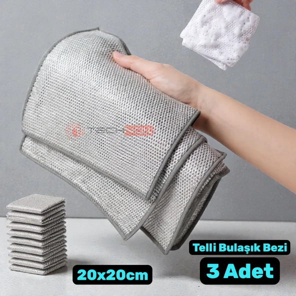 Technow  Telli Bulaşık Bezi Mutfak Banyo Bezi Kir Pas Sökücü Telli Temizlik Bezi 3 Adet ürün görseli 1