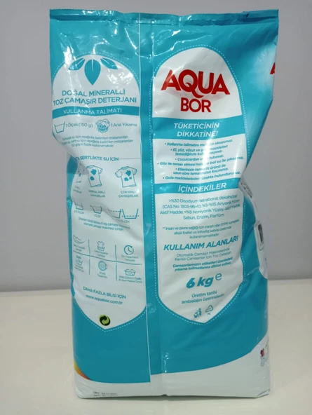 AQUA BOR DOĞAL MİNERALLİ TOZ DETERJAN RENKLİLER 40 YIKAMA - Resim 2