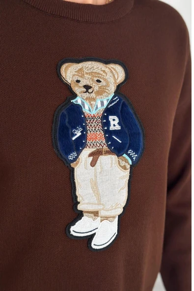 Ayıcıklı Kazak V2 - Kadın Triko Kazak Standart Beden - Resim 2