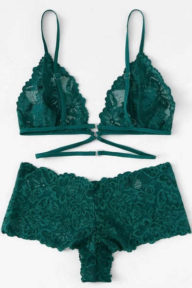 Kadın Yeşil Özel Şık Sütyen Külot Takımı - Modern, Konforlu ve Günlük Kombinlere Uygun - Resim 3