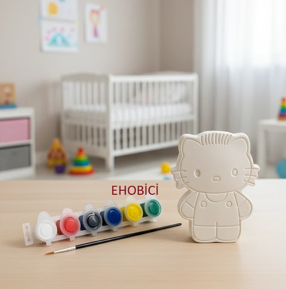 Ehobici Taş Boyama Seti Hello Kitty 6 Renk Akrilik Boya 5ml + Fırça ürün görseli 1