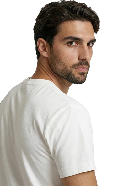 Orman ve Gün Batımı Temalı Sanatsal Doğa Baskılı Premium Erkek Tişört - Resim 3