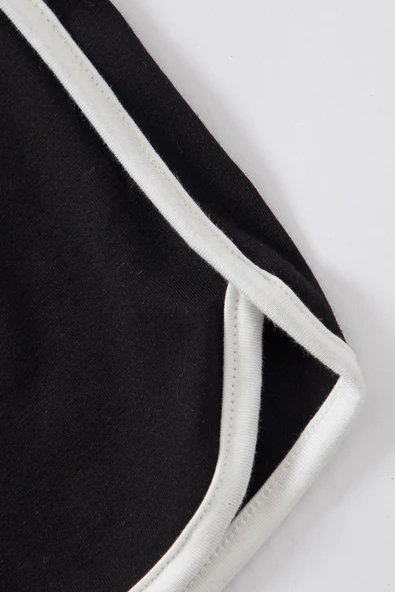 Kadın Siyah Askılı Crop Top ve Şortlu Gecelik Takım - Resim 5