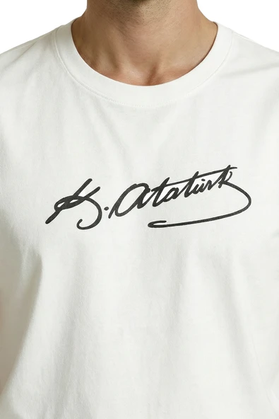 Klasik K. Atatürk İmzalı Minimalist Tasarım Premium Erkek Tişört - Resim 7