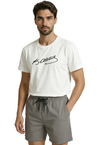 Klasik K. Atatürk İmzalı Minimalist Tasarım Premium Erkek Tişört - Resim 4