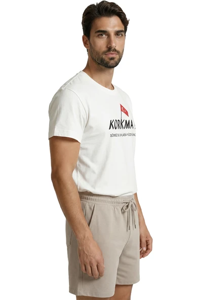 İstiklal Marşı ''Korkma'' Yazılı ve Türk Bayraklı Milli Tasarım Premium Erkek Tişört - Resim 2