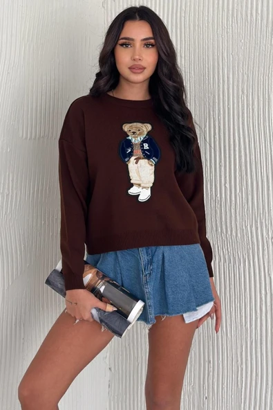 Ayıcıklı Kazak V2 - Kadın Triko Kazak Standart Beden ürün görseli 1