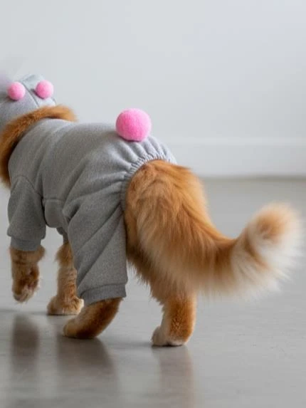 Ponpon Şeker Kedi Tulumu & Bere Takımı | Şardonlu Polar Kumaş | Tüy Dökülmesini Azaltır - Resim 5