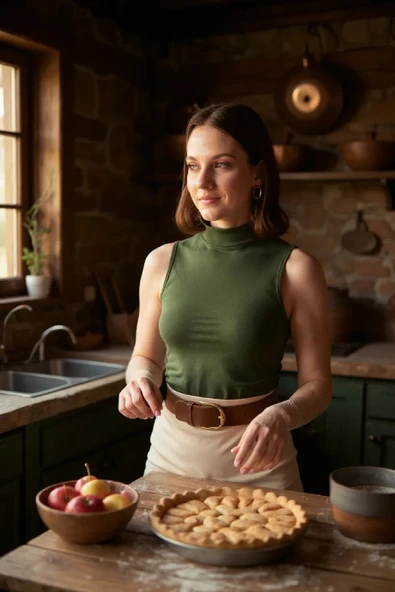 Kadın Haki Yeşili Kolsuz Balıkçı Yaka Basic Bluz ürün görseli 1