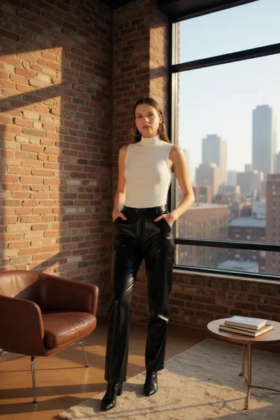 Kadın Beyaz Kolsuz Balıkçı Yaka Basic Bluz - Resim 5