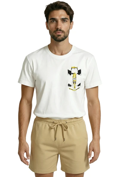 Sarı Siyah F1 Yarış Arabası Eskiz Baskılı Premium Pamuk Erkek Tişört ürün görseli 1