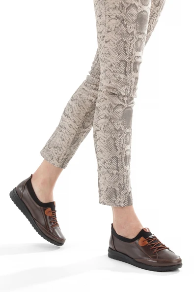 Artı-Artı014-BB-0051  Hakiki Deri Günlük Ortopedik Kadın Kahverengi Babet Ayakkabı ürün görseli 1