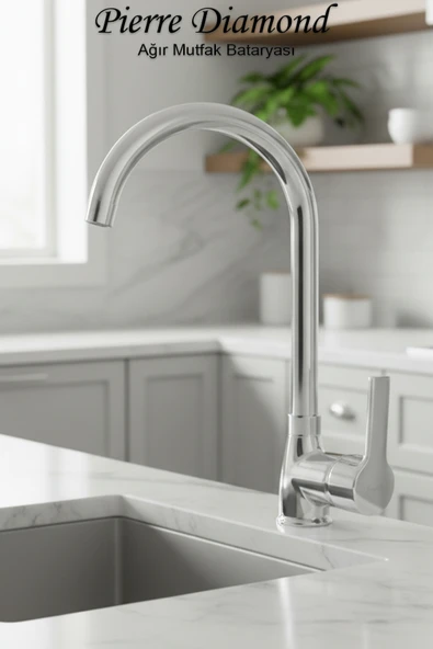 Mutfak Bataryası Delta Model Ağır Krom Renk Eviye Musluğu Musluk Armatür ürün görseli 1