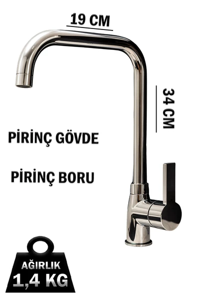 Mutfak Bataryası Delta Köşe Model Ağır Krom Renk Eviye Musluğu Musluk Armatür - Resim 3