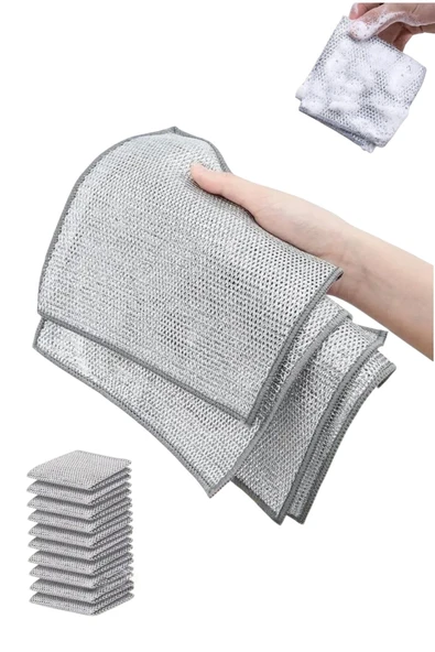 Technow  Telli Bulaşık Bezi Mutfak Banyo Bezi Kir Pas Sökücü Telli Temizlik Bezi 3 Adet - Resim 6