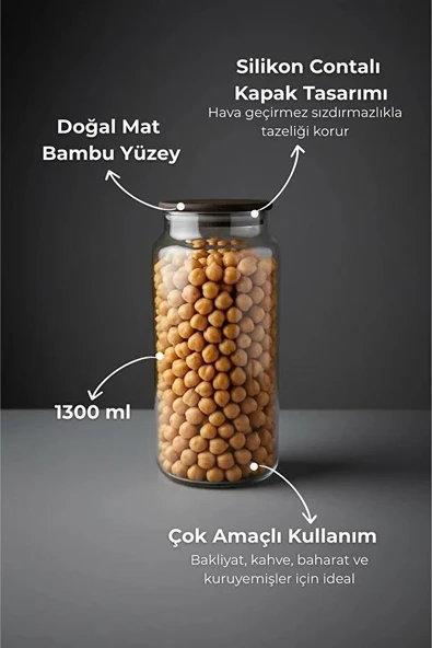 Nero Zone Cam Saklama Kabı Kavanoz 1300ml - Resim 6