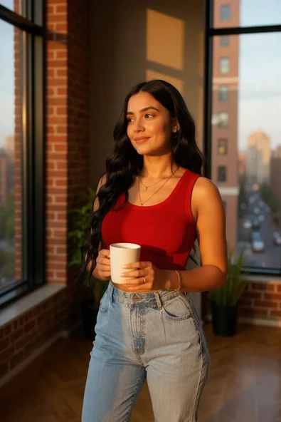 Kadın Kırmızı Kare Yaka Crop Top Bluz - Şık, Rahat ve Kolay Kombinlenebilir - Resim 2