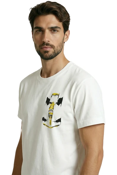 Sarı Siyah F1 Yarış Arabası Eskiz Baskılı Premium Pamuk Erkek Tişört - Resim 2