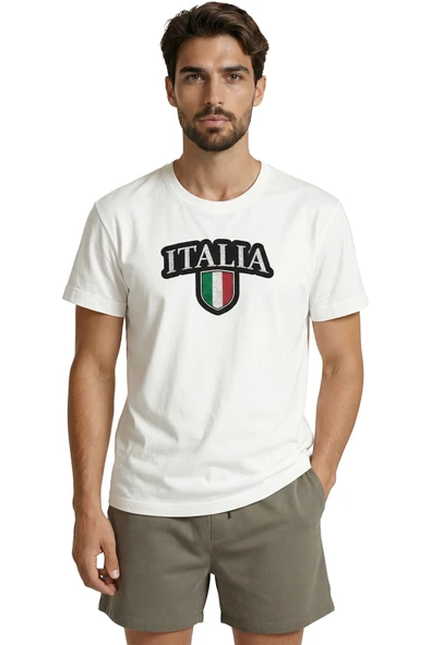 İtalyan Bayrağı Kalkan Logolu Sportif Tasarım Premium Erkek Tişört ürün görseli 1